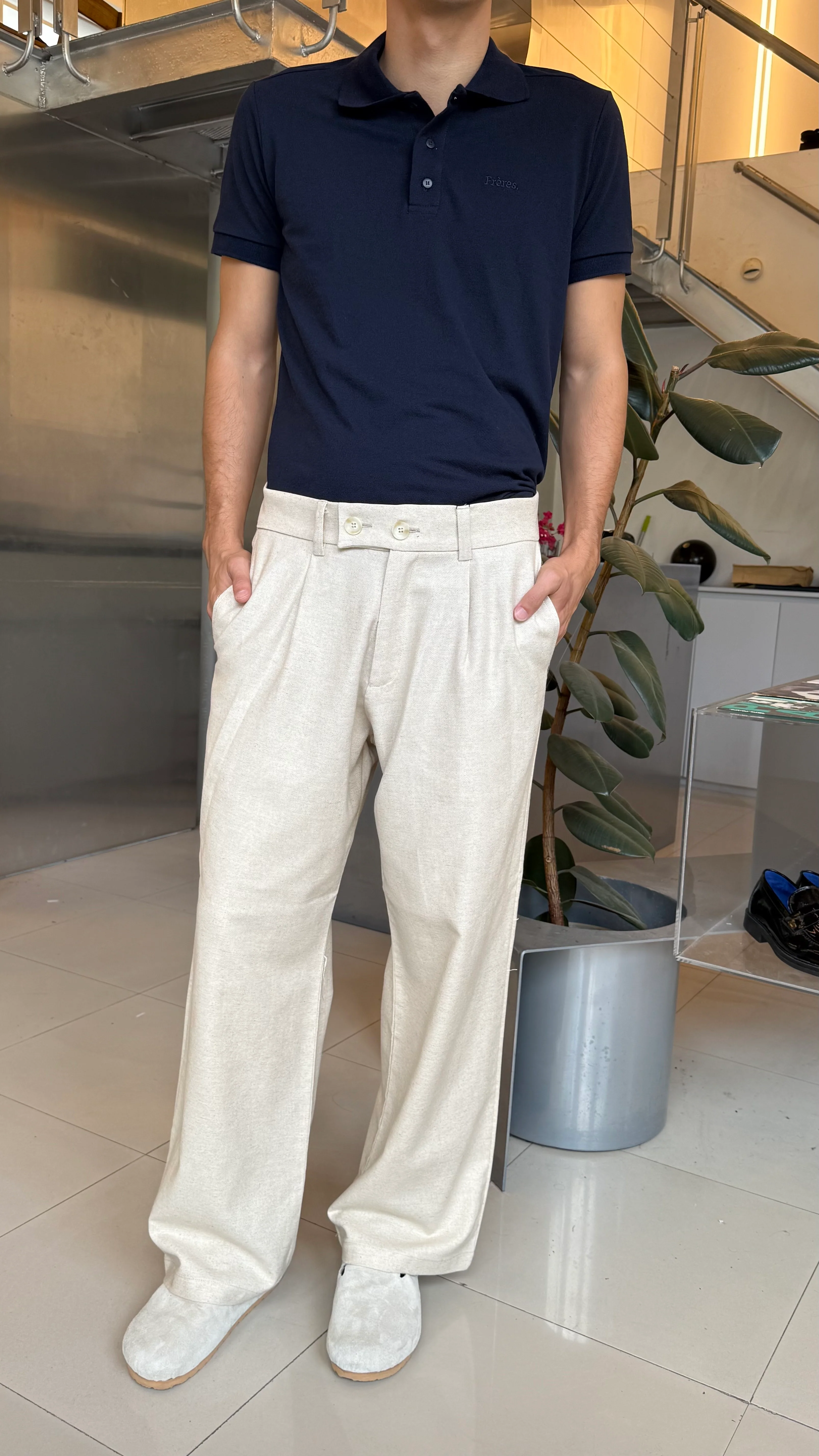 Pantalón Sastrero de Lino - Crema - Image 4